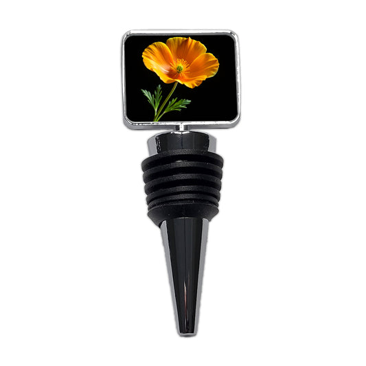 Orange California Poppy Flower Photo Wine Bottle Stopper