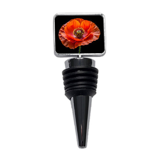 Orange Poppy Flower Photo Wine Bottle Stopper