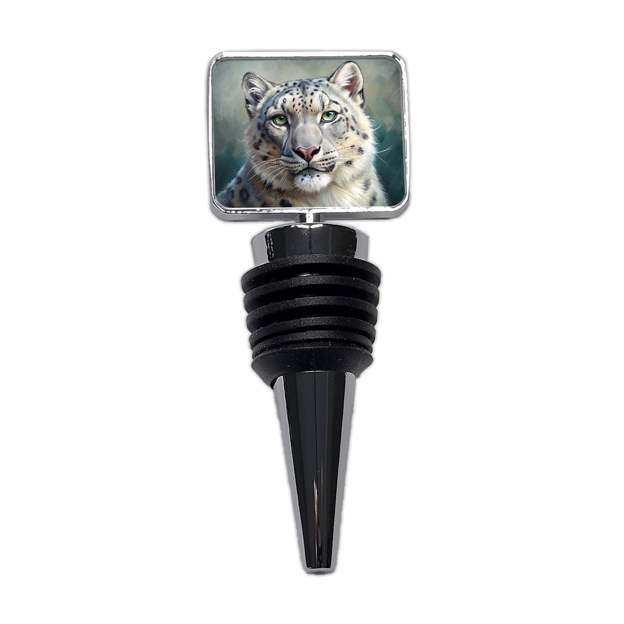 Snow Leopard Illustration Wine Bottle Stopper