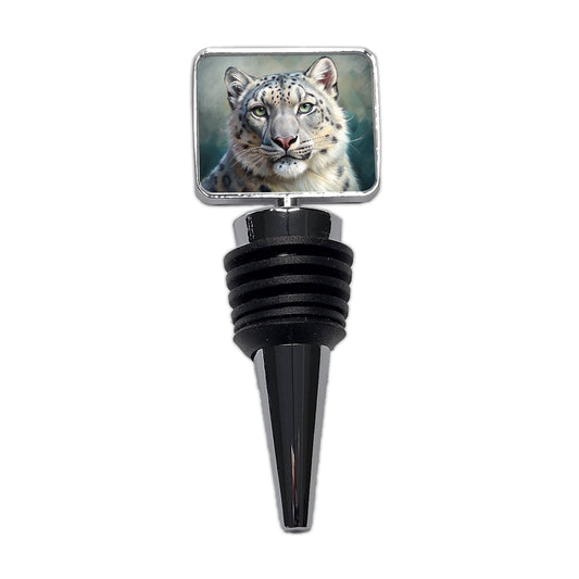 Snow Leopard Illustration Wine Bottle Stopper