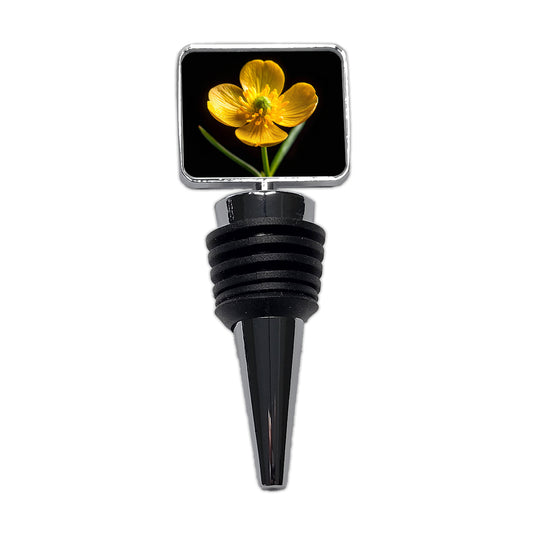 Yellow Buttercup Flower Photo Wine Bottle Stopper