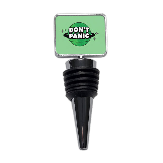 Don't Panic Funny Saying With Planet Wine Bottle Stopper