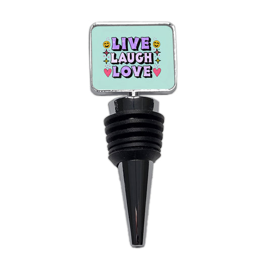 Live Laugh Love Funny Faces Hearts Wine Bottle Stopper