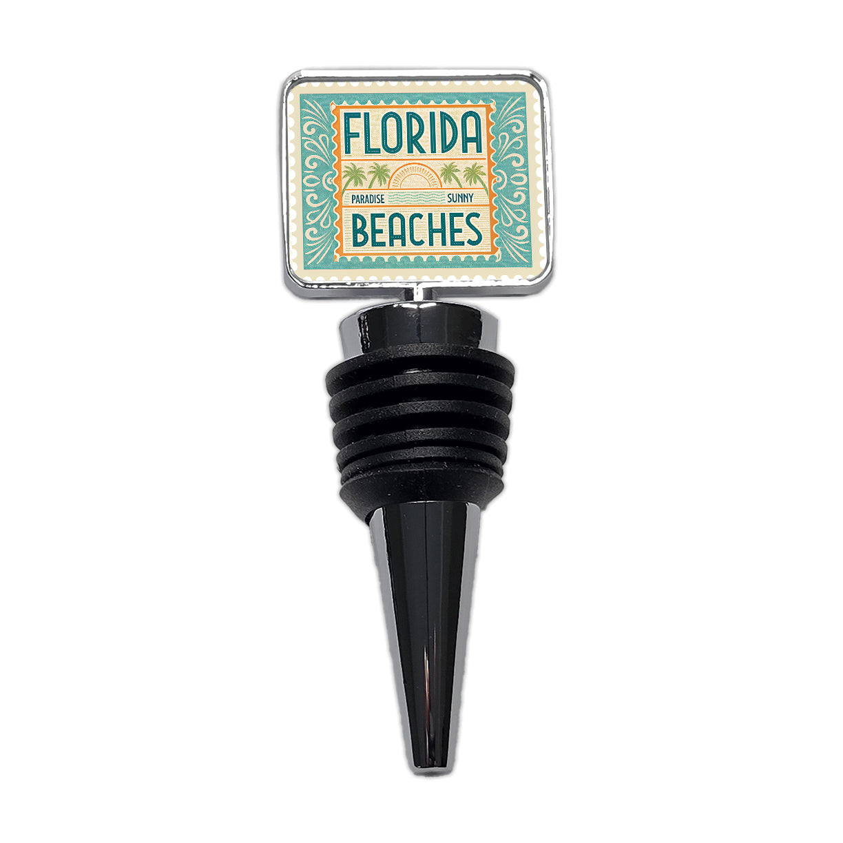 Florida FL Paradise Sunny Beaches State Travel Vacation Stamp Wine Bottle Stopper