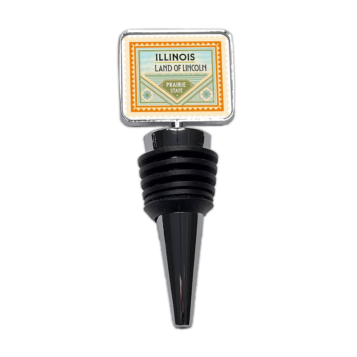 Illinois IL Prairie State Land of Lincoln Travel Vacation Stamp Wine Bottle Stopper