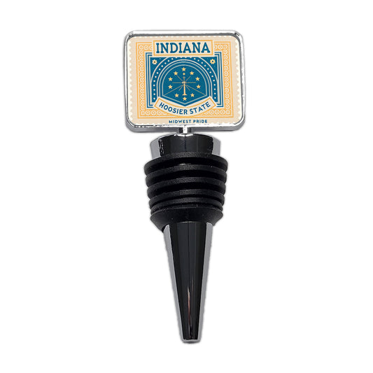 Indiana IN Hoosier State Travel Vacation Stamp Wine Bottle Stopper
