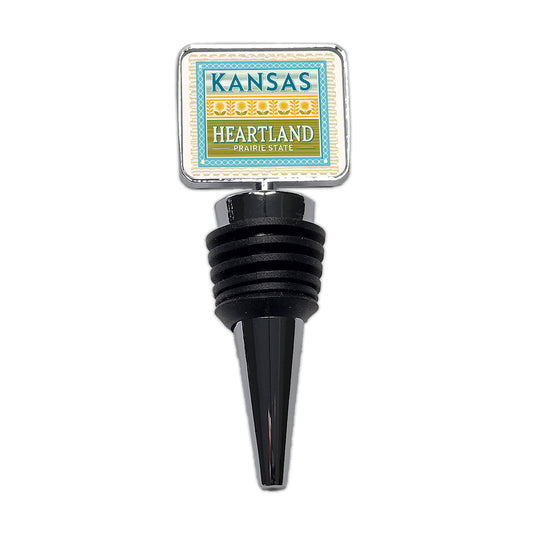 Kansas KS Heartland Prairie State Travel Vacation Stamp Wine Bottle Stopper