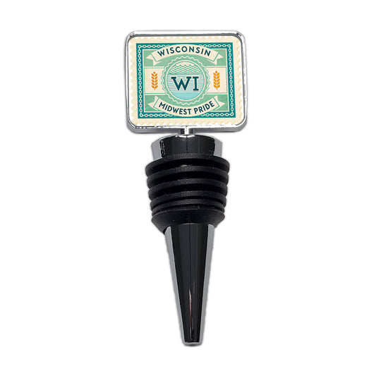 Wisconsin WI Midwest Pride State Travel Vacation Stamp Wine Bottle Stopper