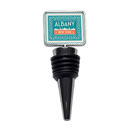 Albany NY New York Travel Vacation Stamp Wine Bottle Stopper