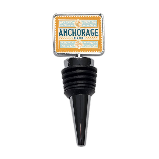 Anchorage AK Alaska Travel Vacation Stamp Wine Bottle Stopper