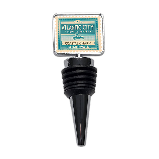 Atlantic City NJ Boardwalk Travel Vacation Stamp Wine Bottle Stopper
