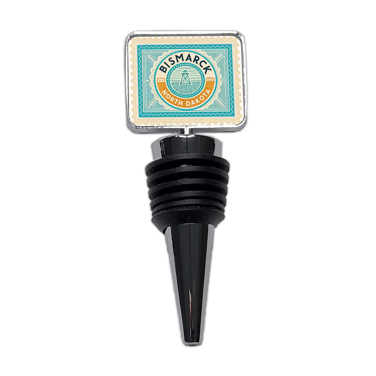 Bismarck ND North Dakota Travel Vacation Stamp Wine Bottle Stopper