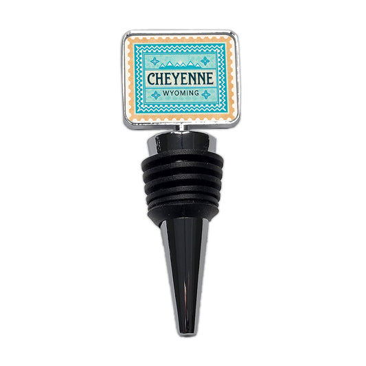 Cheyenne WY Wyoming Travel Vacation Stamp Wine Bottle Stopper