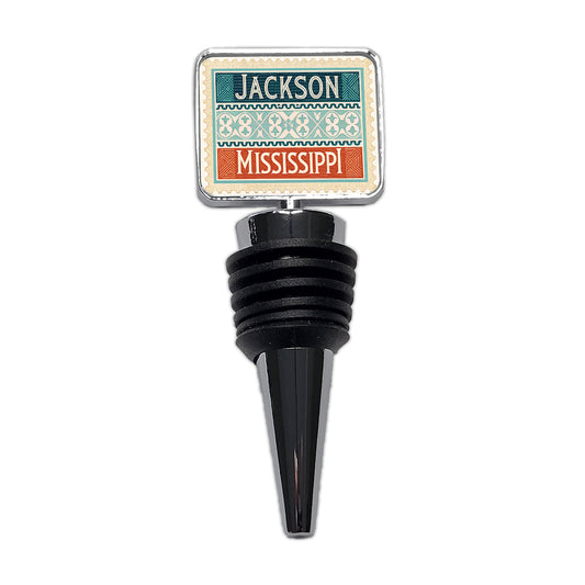 Jackson MS Mississippi Travel Vacation Stamp Wine Bottle Stopper