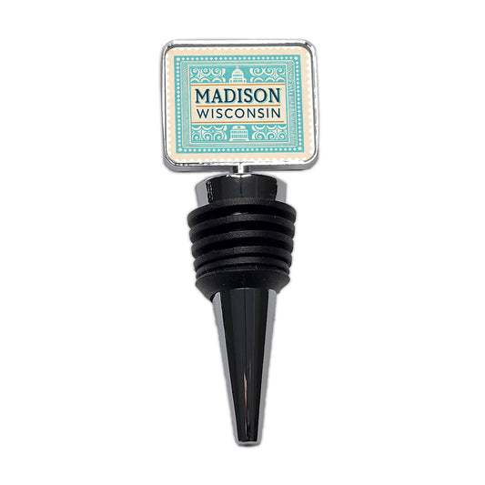 Madison WI Wisconsin Travel Vacation Stamp Wine Bottle Stopper