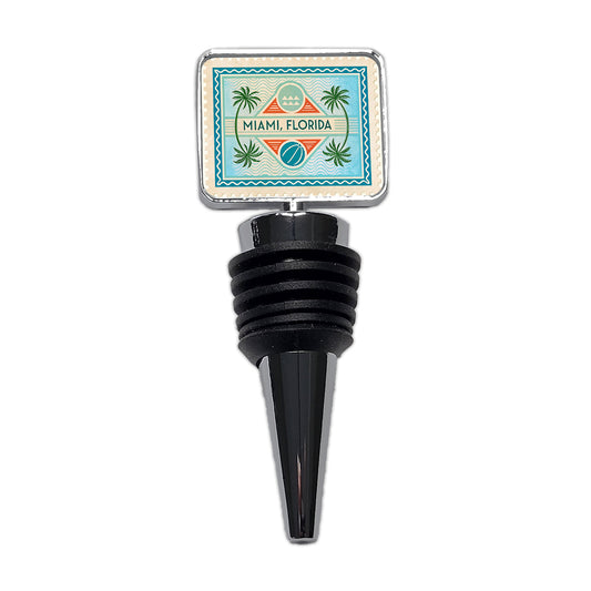 Miami FL Florida Travel Vacation Stamp Wine Bottle Stopper