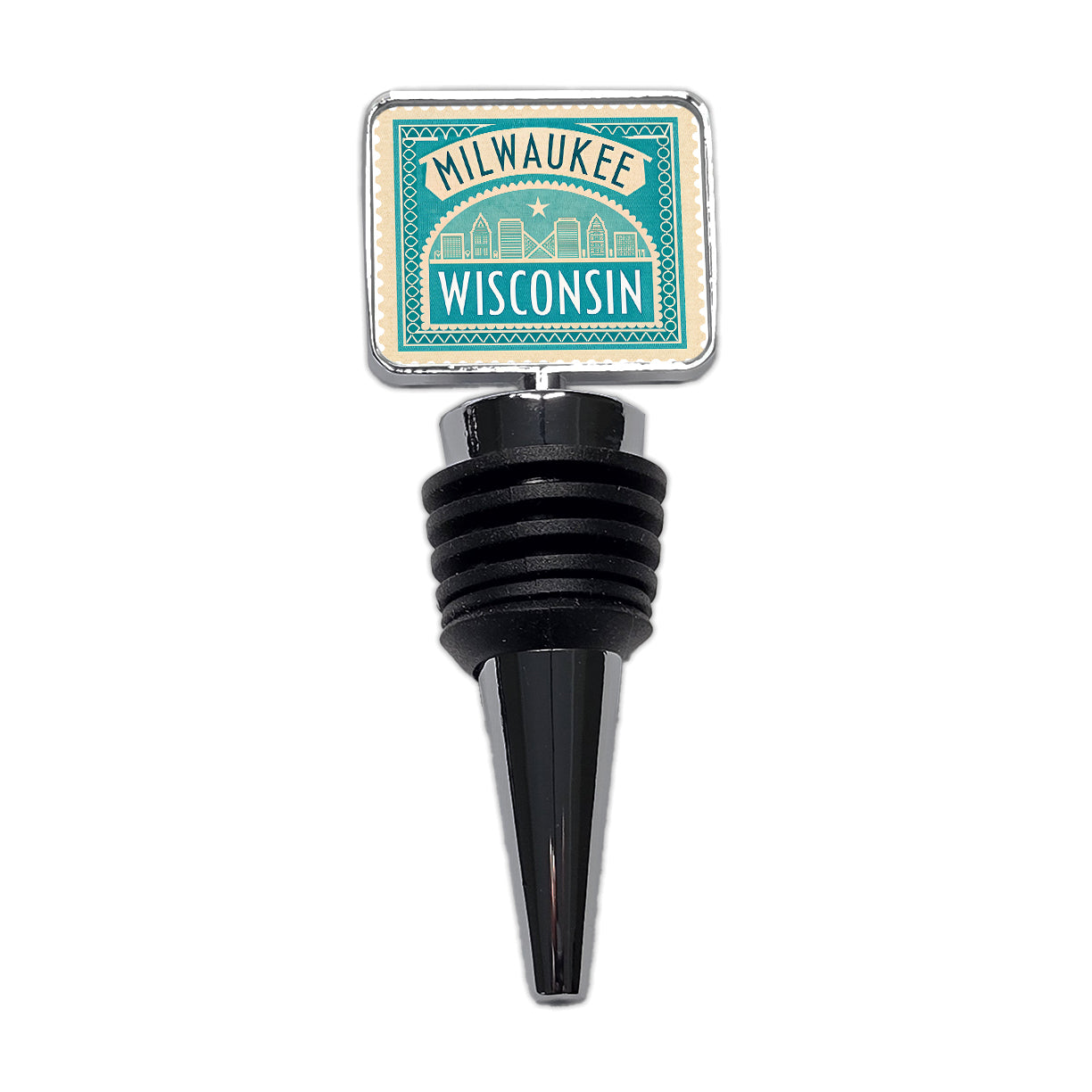 Milwaukee WI Wisconsin Travel Vacation Stamp Wine Bottle Stopper
