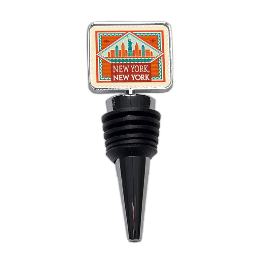 New York NY Skyline Travel Vacation Stamp Wine Bottle Stopper