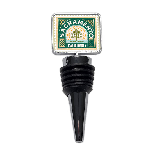 Sacramento CA California Tree Travel Vacation Stamp Wine Bottle Stopper
