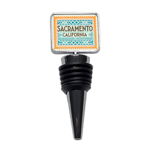 Sacramento CA California Travel Vacation Stamp Wine Bottle Stopper