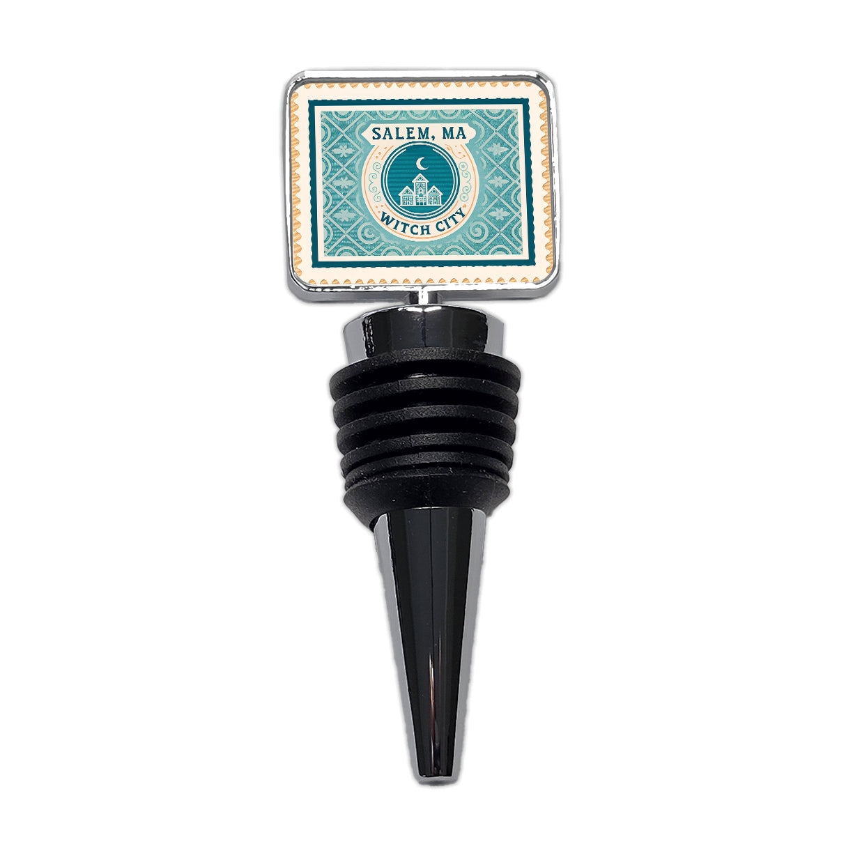 Salem MA Massachusetts Witch Trial City Travel Vacation Stamp Wine Bottle Stopper