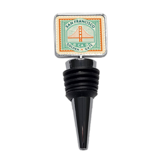 San Francisco CA California Golden Gate Bridge Travel Vacation Stamp Wine Bottle Stopper