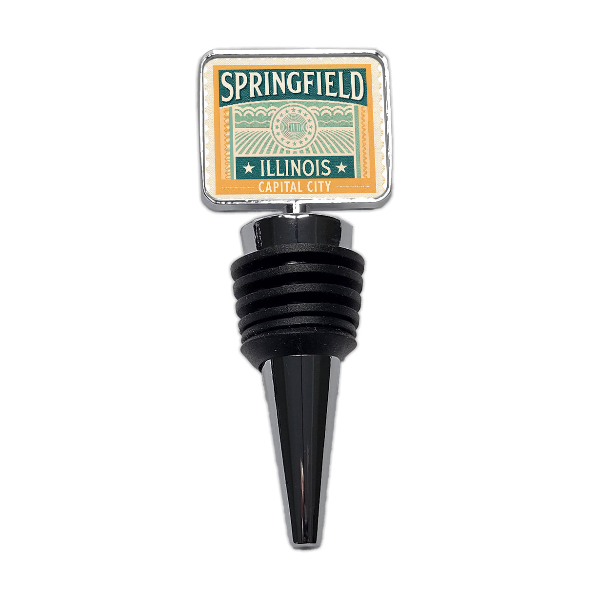 Springfield IL Illinois Travel Vacation Stamp Wine Bottle Stopper