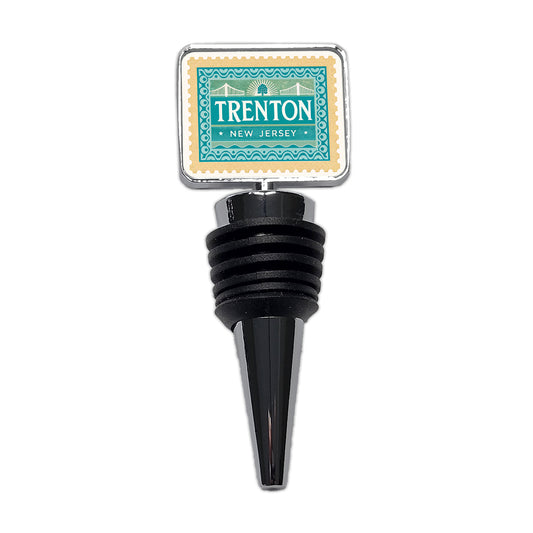 Trenton NJ New Jersey Travel Vacation Stamp Wine Bottle Stopper