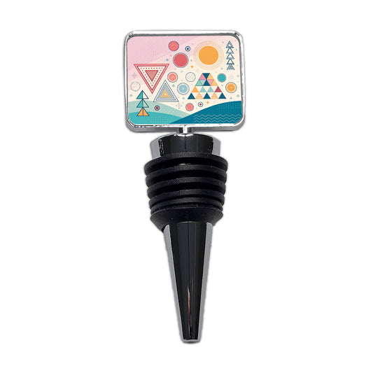 Abstract Geometric Shapes Retro Wine Bottle Stopper
