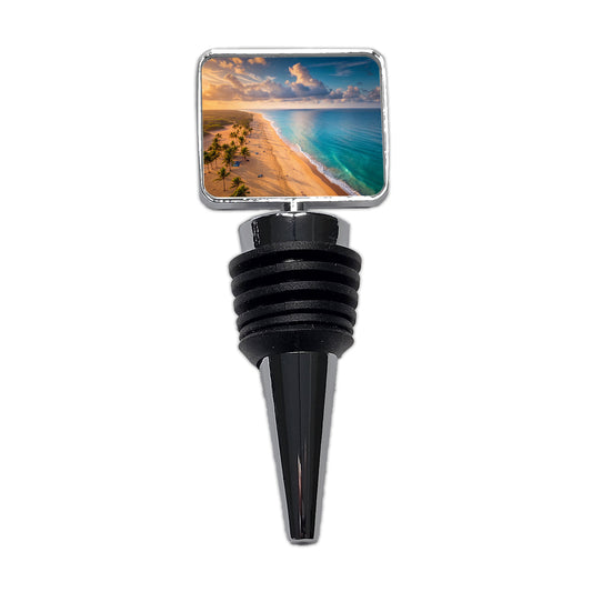 Aerial Beach Ocean View Island Vacation Wine Bottle Stopper