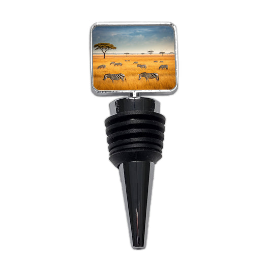 African Safari Zebras Wine Bottle Stopper