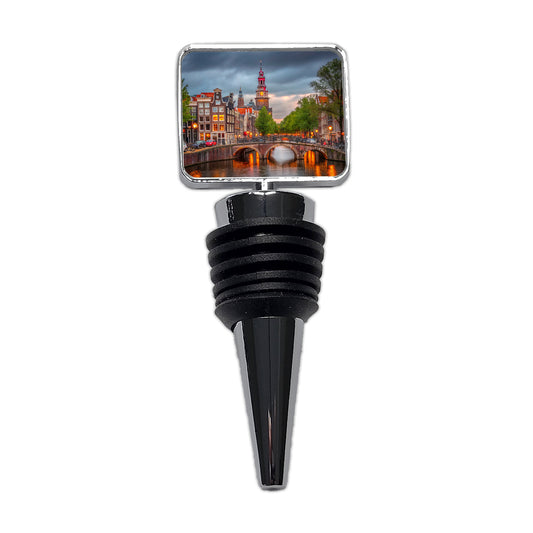 Amsterdam Netherlands At Sunset Wine Bottle Stopper