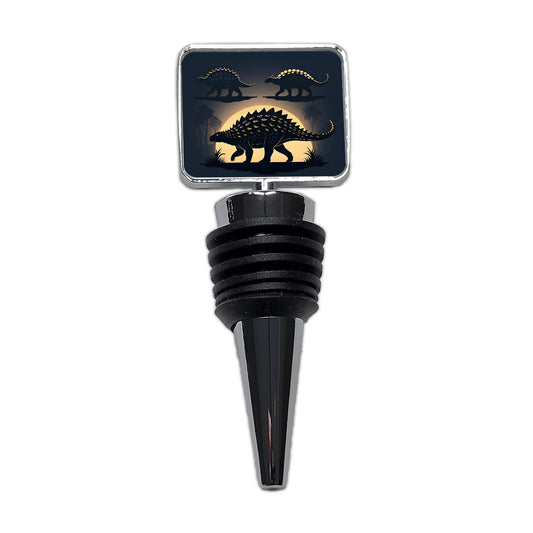 Ankylosaurus Silhouettes Walking Dinosaurs Wine Bottle Stopper
