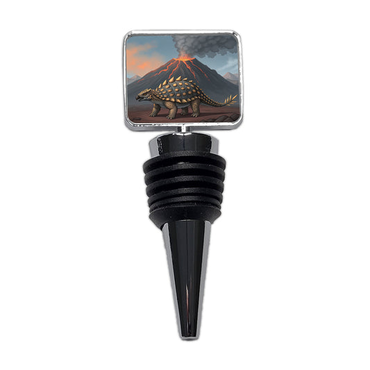 Ankylosaurus Volcano Erupting Dinosaur Wine Bottle Stopper