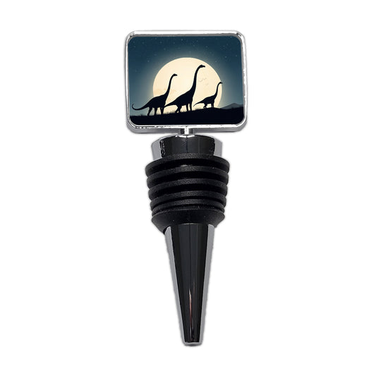 Apatosaurus Silhouettes Moon Night Dinosaurs Wine Bottle Stopper