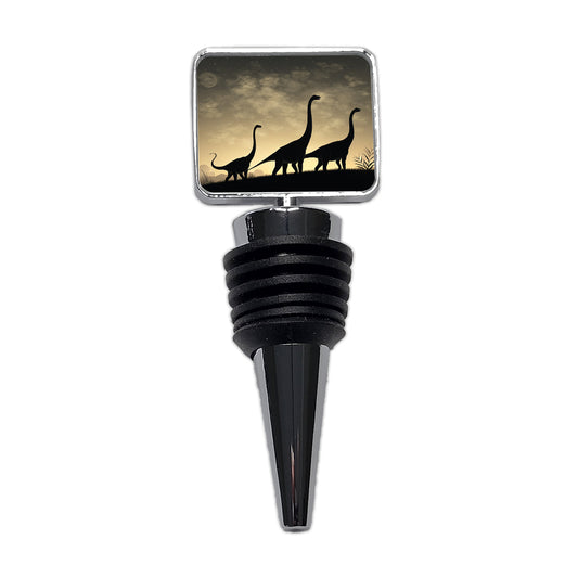 Apatosaurus Silhouettes Walking Dinosaurs Wine Bottle Stopper