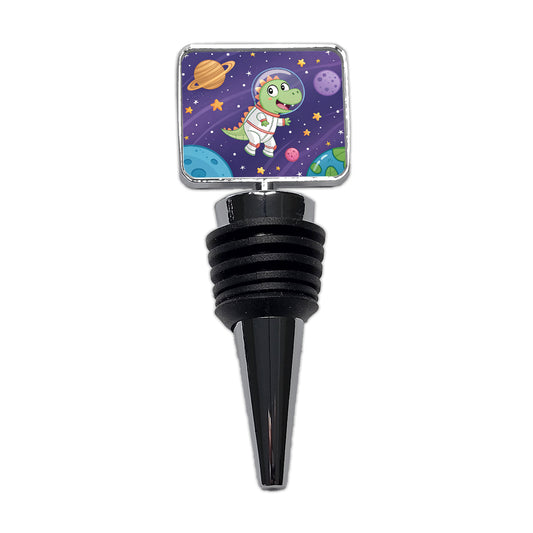 Astronaut Dinosaur Floating Outer Space Planets Wine Bottle Stopper