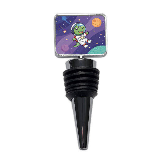 Astronaut Dinosaur In Space Suit Planets Wine Bottle Stopper
