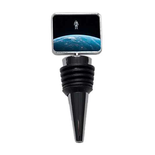 Astronaut Drifting In Space Above Earth Wine Bottle Stopper