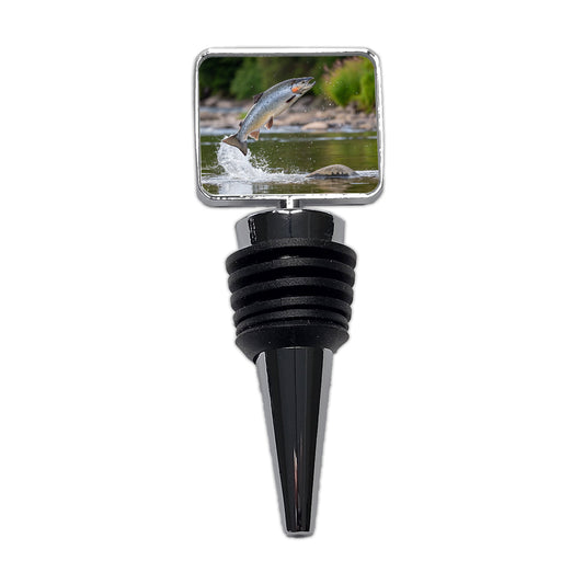 Atlantic Salmon Fish Jumping Fishing River Wine Bottle Stopper