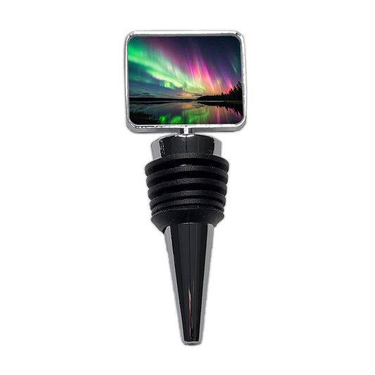 Aurora Borealis Northern Lights Over Lake Wine Bottle Stopper