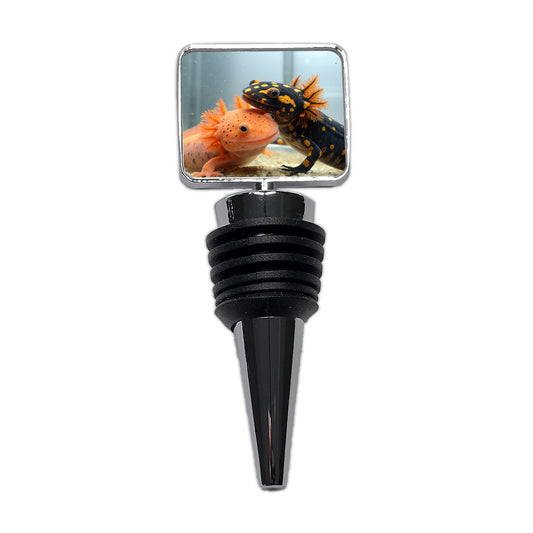 Axolotls Hugging Wine Bottle Stopper