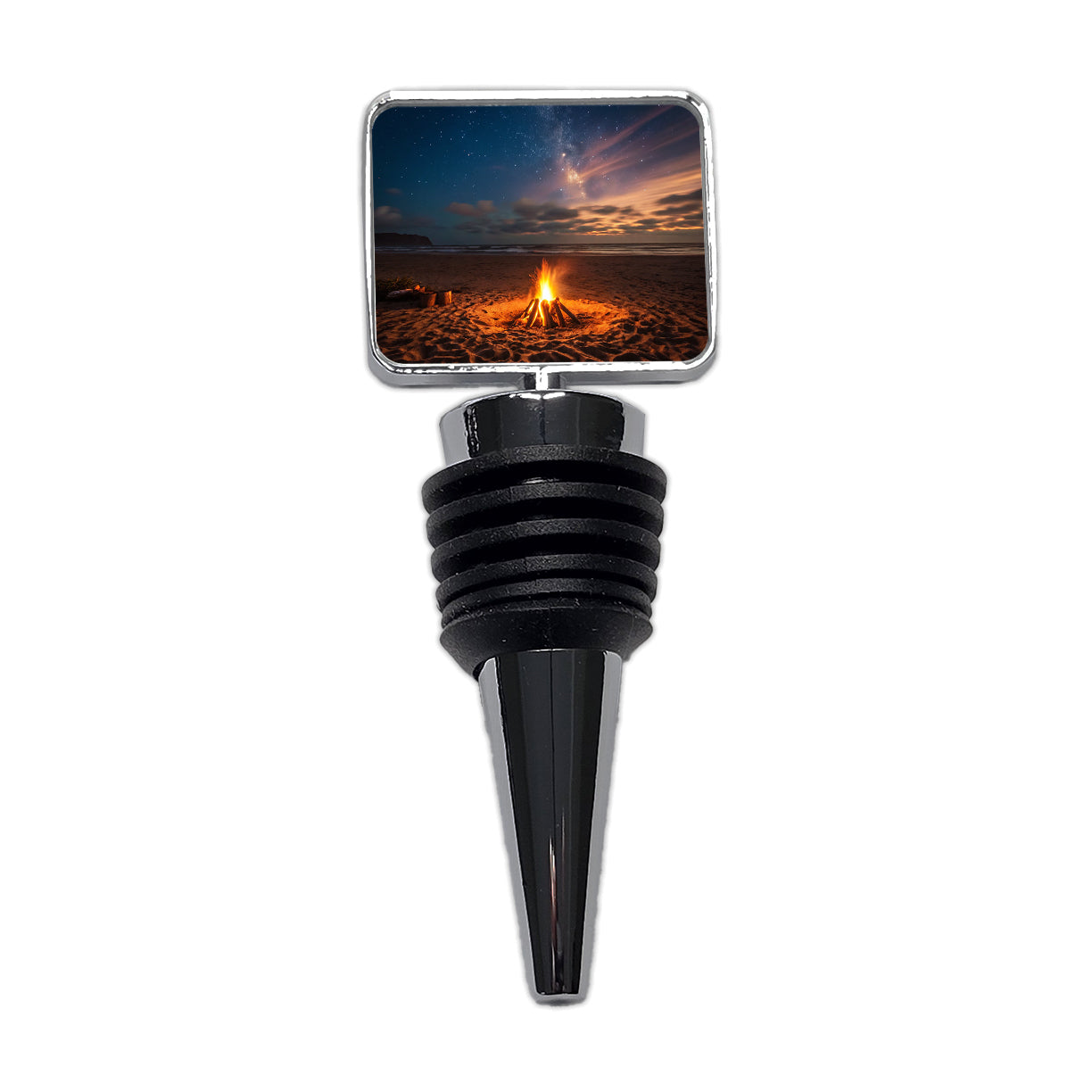 Beach Bonfire Scene Night Wine Bottle Stopper