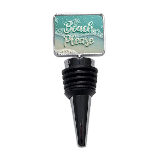 Beach Please Sea Foam Ocean Wine Bottle Stopper