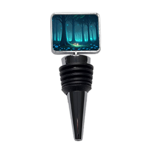 Bioluminescent Forest Mushrooms Trees Wine Bottle Stopper