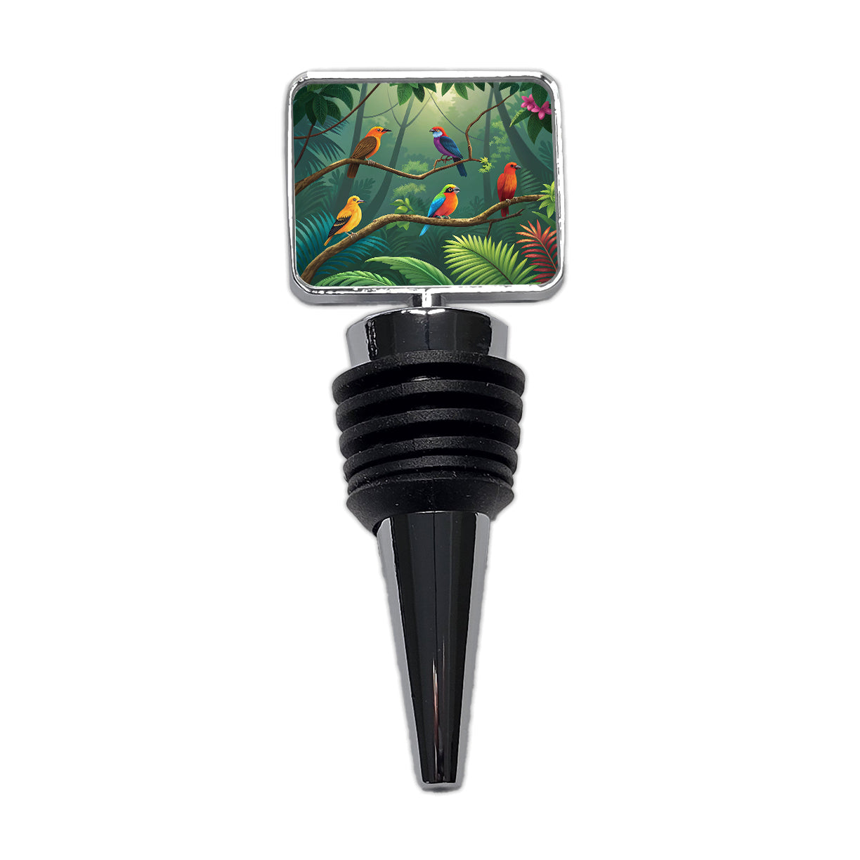 Birds In Jungle Colorful Wine Bottle Stopper