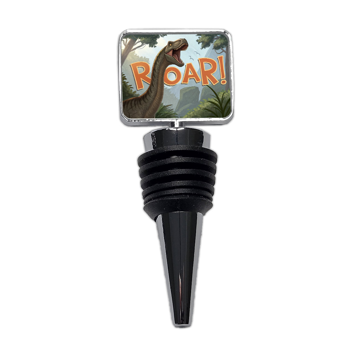 Brachiosaurus Roar Bold Text Dinosaur Wine Bottle Stopper