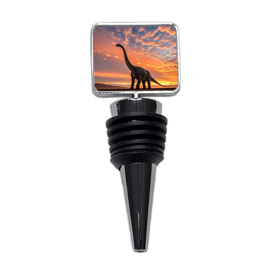 Brontosaurus Sunset Dinosaur Wine Bottle Stopper