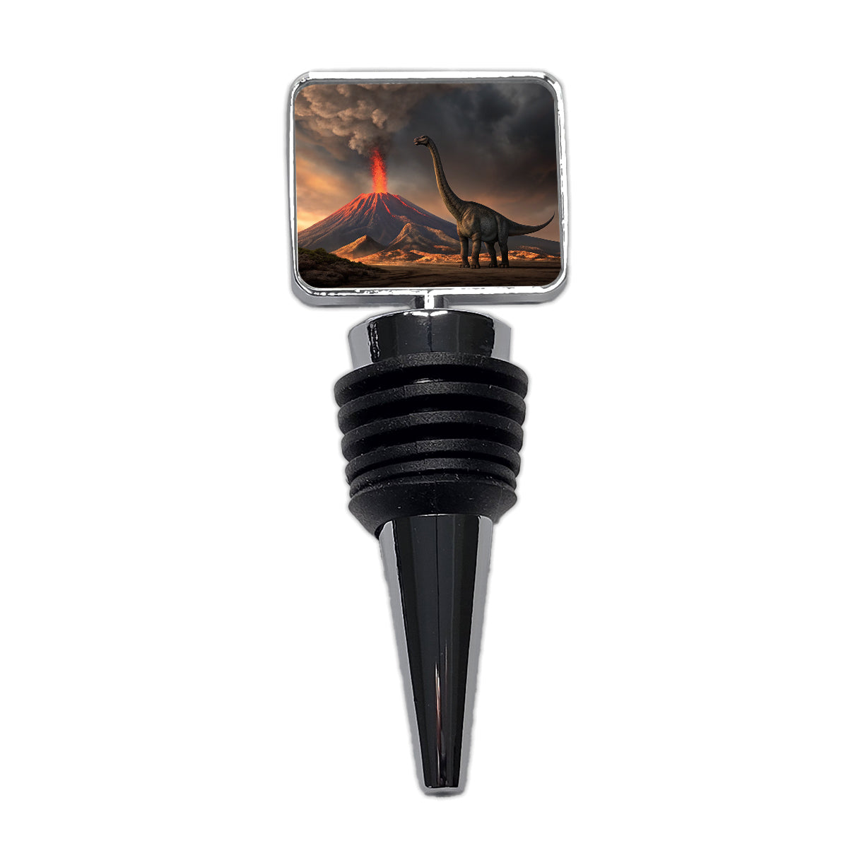 Brontosaurus Volcano Dinosaur Wine Bottle Stopper