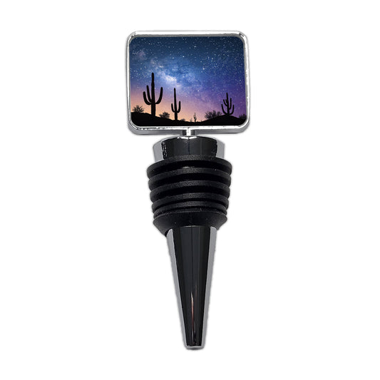 Cactus Silhouettes Starry Sky Silhouettes Shadows Mysterious Wine Bottle Stopper